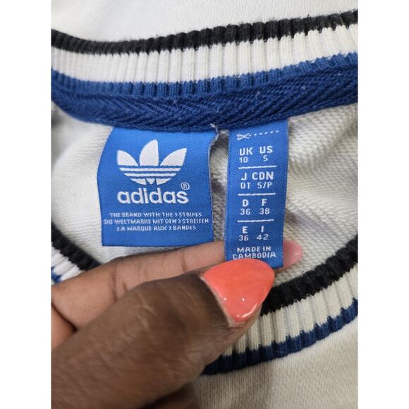 Vintage Adidas Sweatshirt, Blue/ Black/ White, Size Small Oversized With Defect - Picture 6 of 7